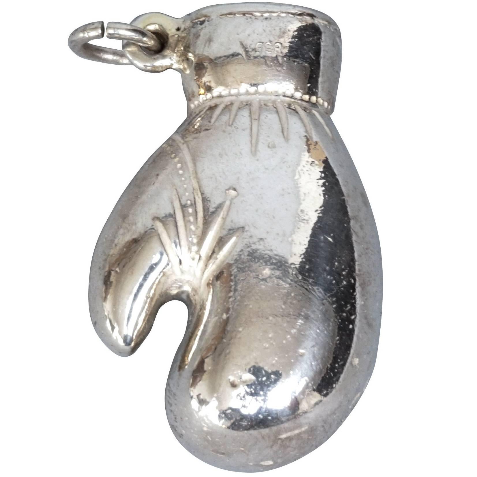 Large Early 20th Century Silver Austrian Boxing Glove Charm or Pendant