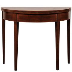 19th Century English Inlaid Flip-Top Demilune Card Table 10