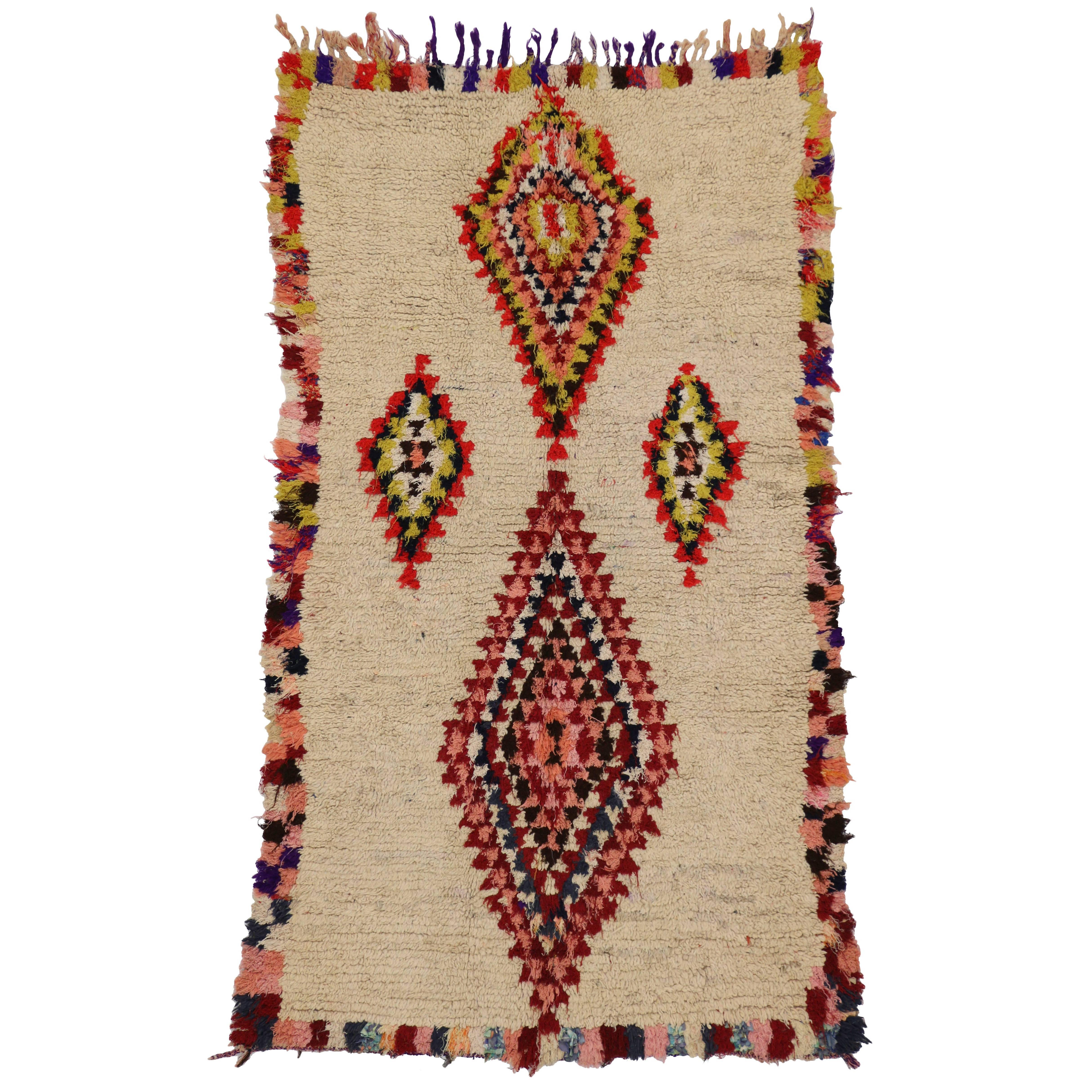 Vintage Berber Moroccan Azilal Rug with Boho Chic Tribal Style and Hygge Vibes 