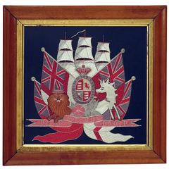 Embroidered British Framed Nautical / Honor, circa 1880 9