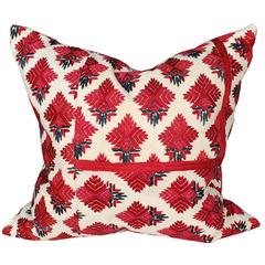 Early 20th Century Embroidered Indian Textile Pillow 1