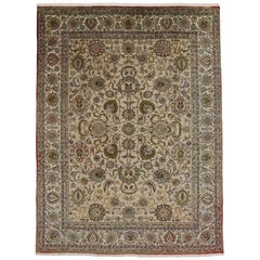 Retro Persian Tabriz Area Rug with French Provincial Cottage Style