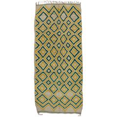 Green and Yellow Vintage Berber Moroccan Rug, Azilal Rug 6