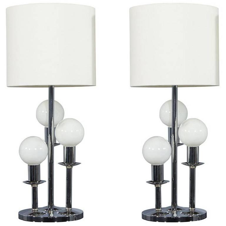 Pair of MidCentury Globe Table Lamps For Sale at 1stdibs