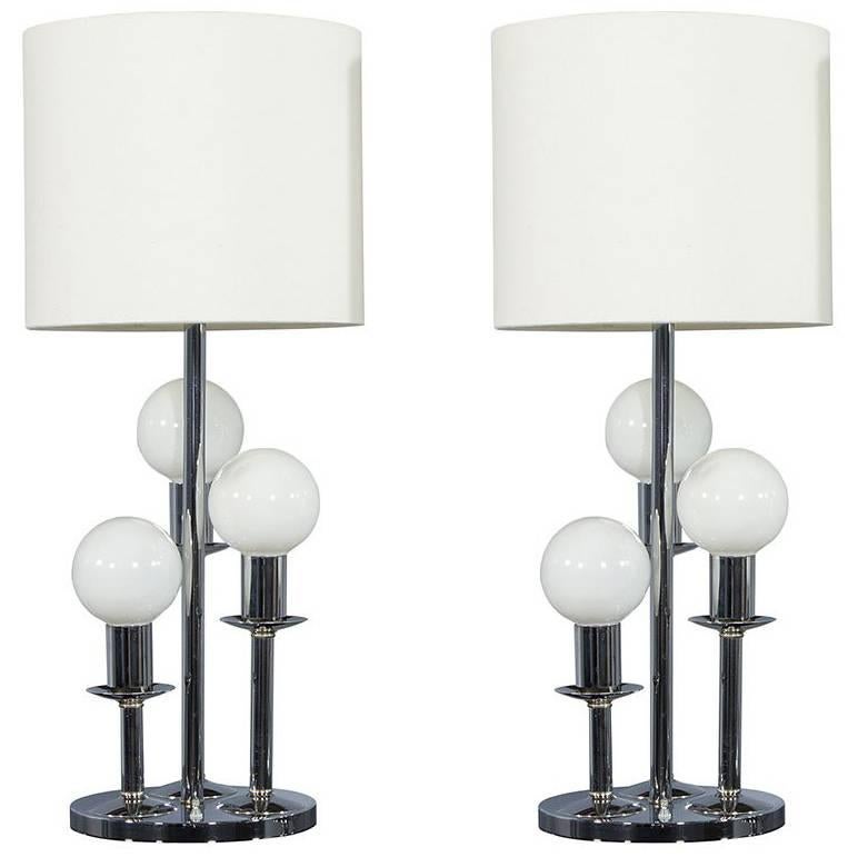 Pair of Mid-Century Globe Table Lamps