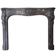 French Louis XV Style in Royal Red Marble Fireplace, 19th Century