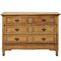 Antique French Late 18th Century Carved Oak Wood Chest with Serpentine Shape