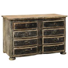 19th Century European Five-Drawer Dark Colored Wood Chest with Beautiful Age