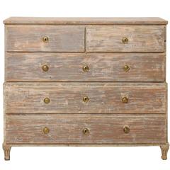 Swedish Late 18th Century Five-Drawer Wood Chest with Scraped Paint