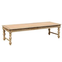 Belgian Mid-20th Century Pale Wood Coffee or Centre Table with Turned Legs 11