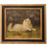 Oil Painting of White Persian Cat by Well Known Hungarian Artist Beno Boleradsky