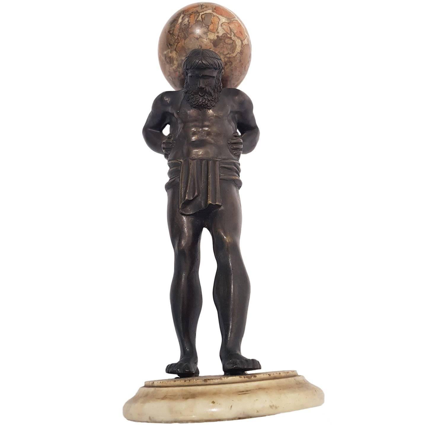 Atlas Bronze Statue, Early 19th Century, Italy For Sale