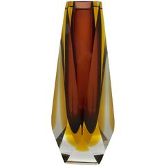 Murano Faceted Summerso Vase, Design by Flavio Poli Murano Faceted Summerso Vase, Design by Flavio Poli