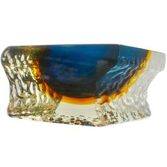Murano 'Sommerso' Textured and Faceted Blue Ice Glass Vase by Mandruzzato 9
