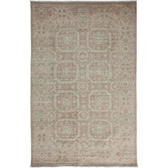 One-of-a-Kind Oriental Silky Oushak Wool Handmade Area Rug, Beige, 5' 10 x 9' 2