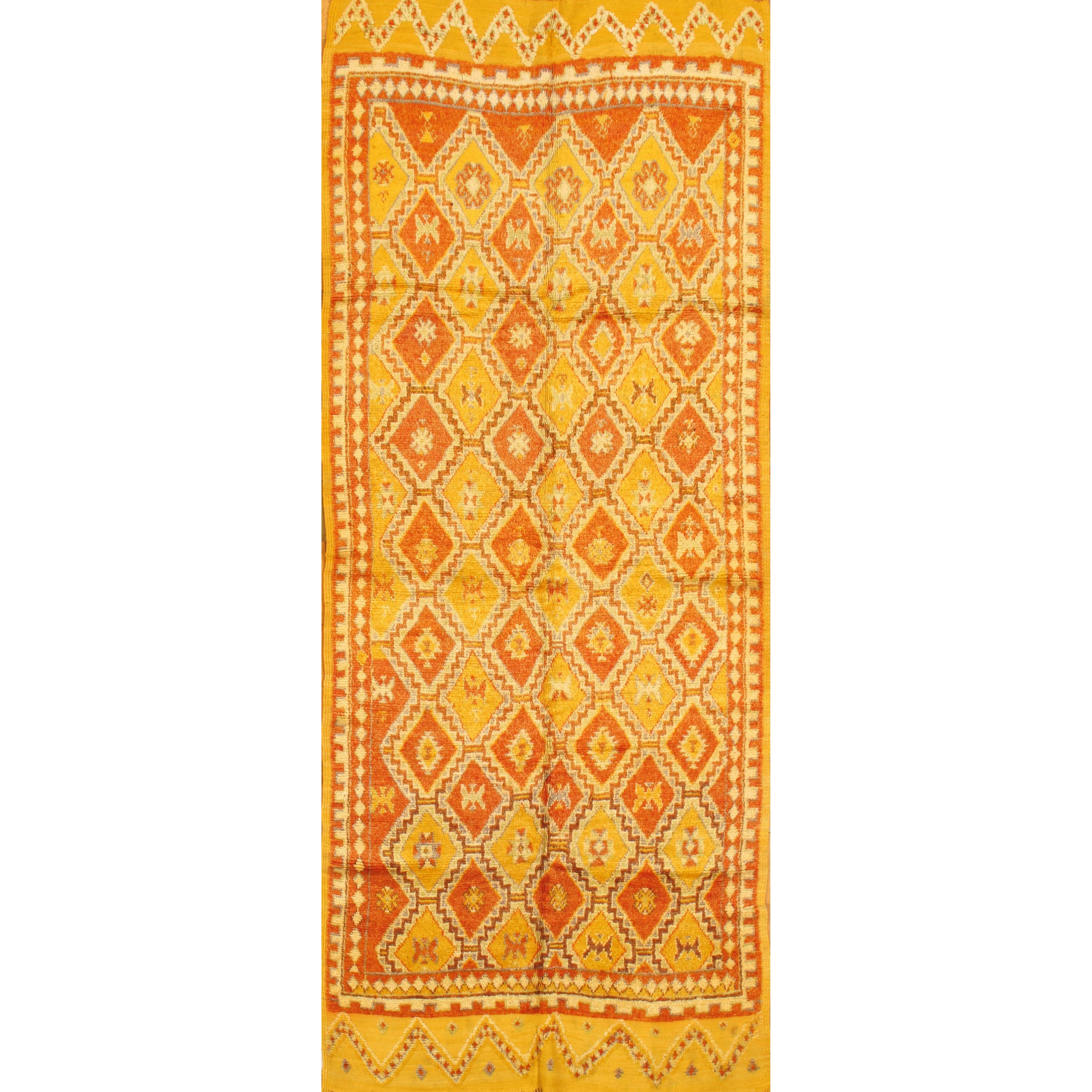 Mid 20th Century Vintage Moroccan Tribal Wool Rug