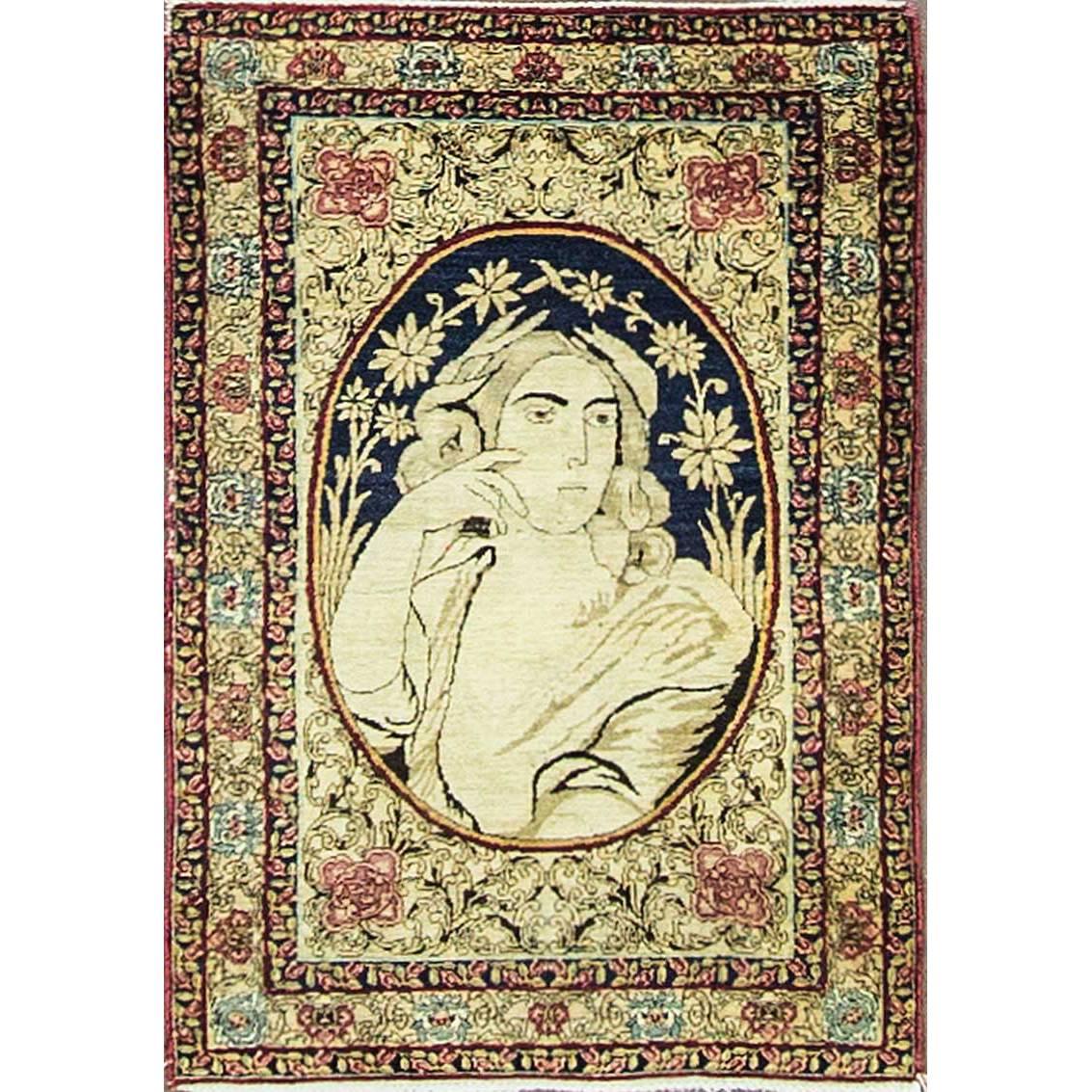 Antique Pictorial Kermanshah Rug