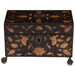 Antique Lacquer Tea Chest Tea Caddy