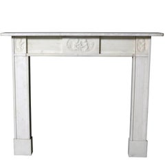 Lightly Veined Late 19th Century White Marble Fire Surround