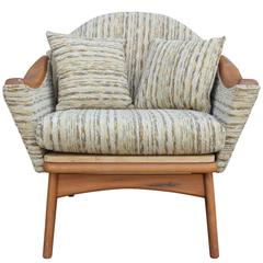 Modern Adrian Pearsall Lounge Chair in Original Tweed Fabric 9