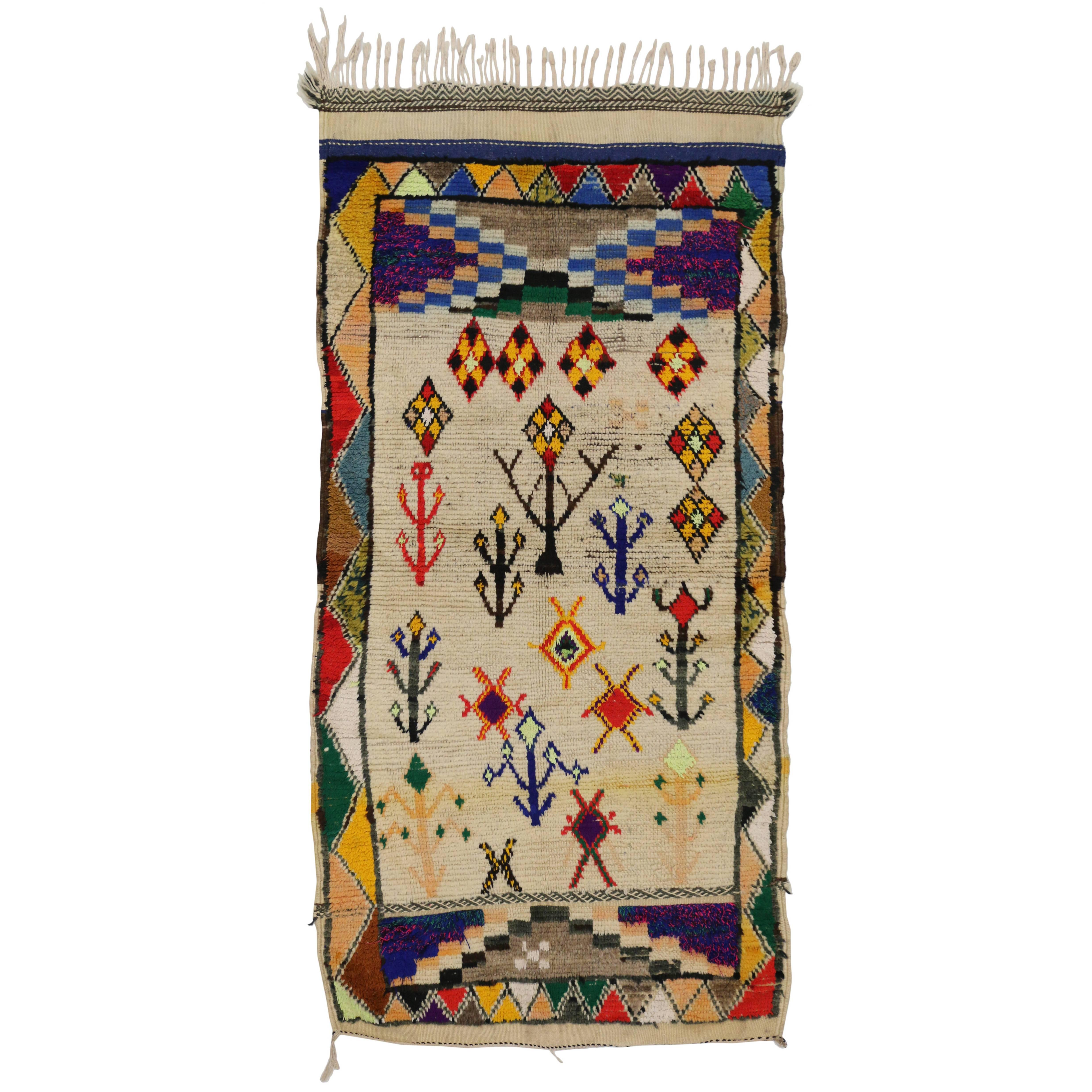 Boho Chic Vintage Berber Moroccan Azilal Rug with Modern Tribal Design