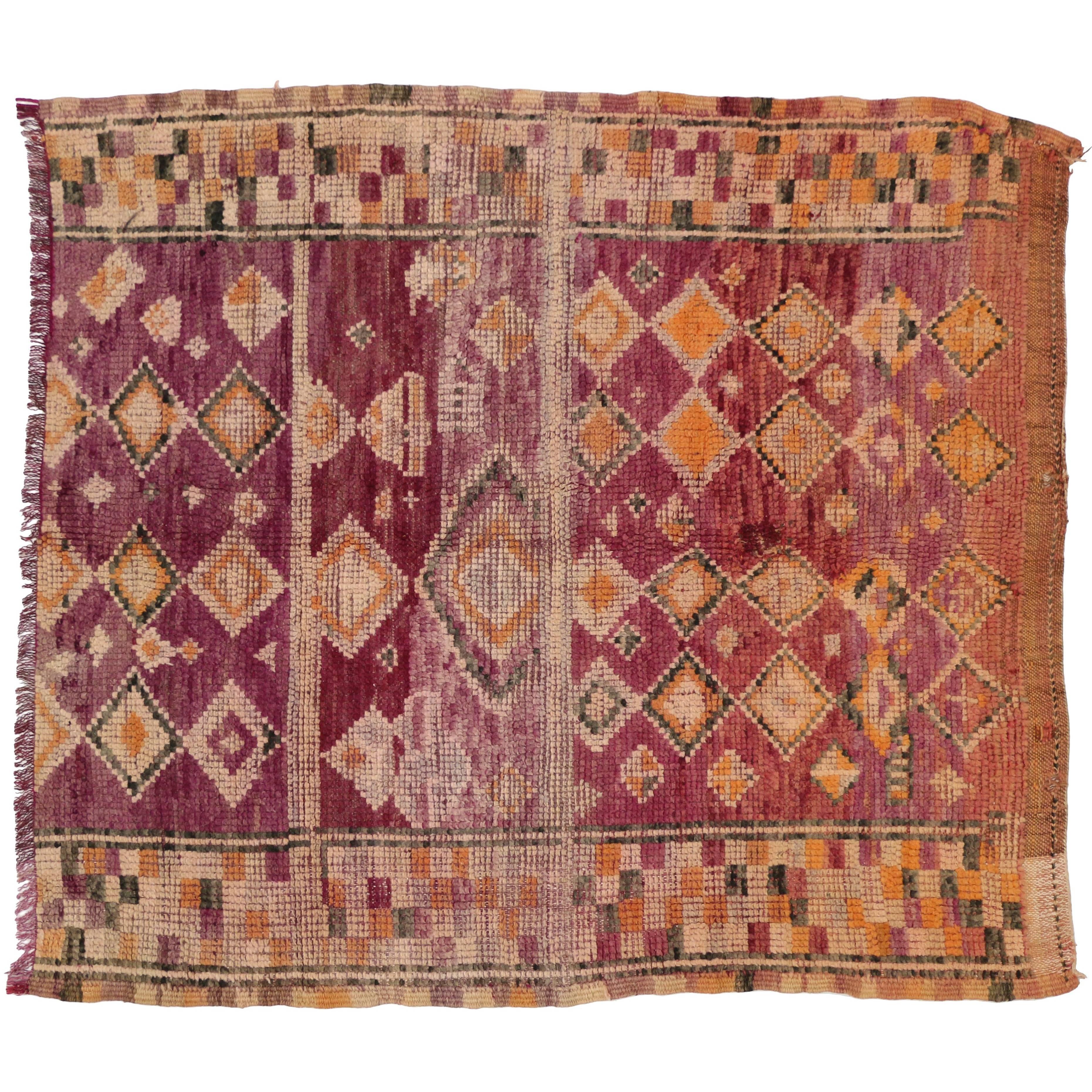 Vintage Berber Moroccan Rug with Tribal Design