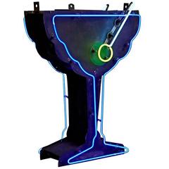 Glowing Neon Martini Sign with Uranium Olive, circa 1940s 2