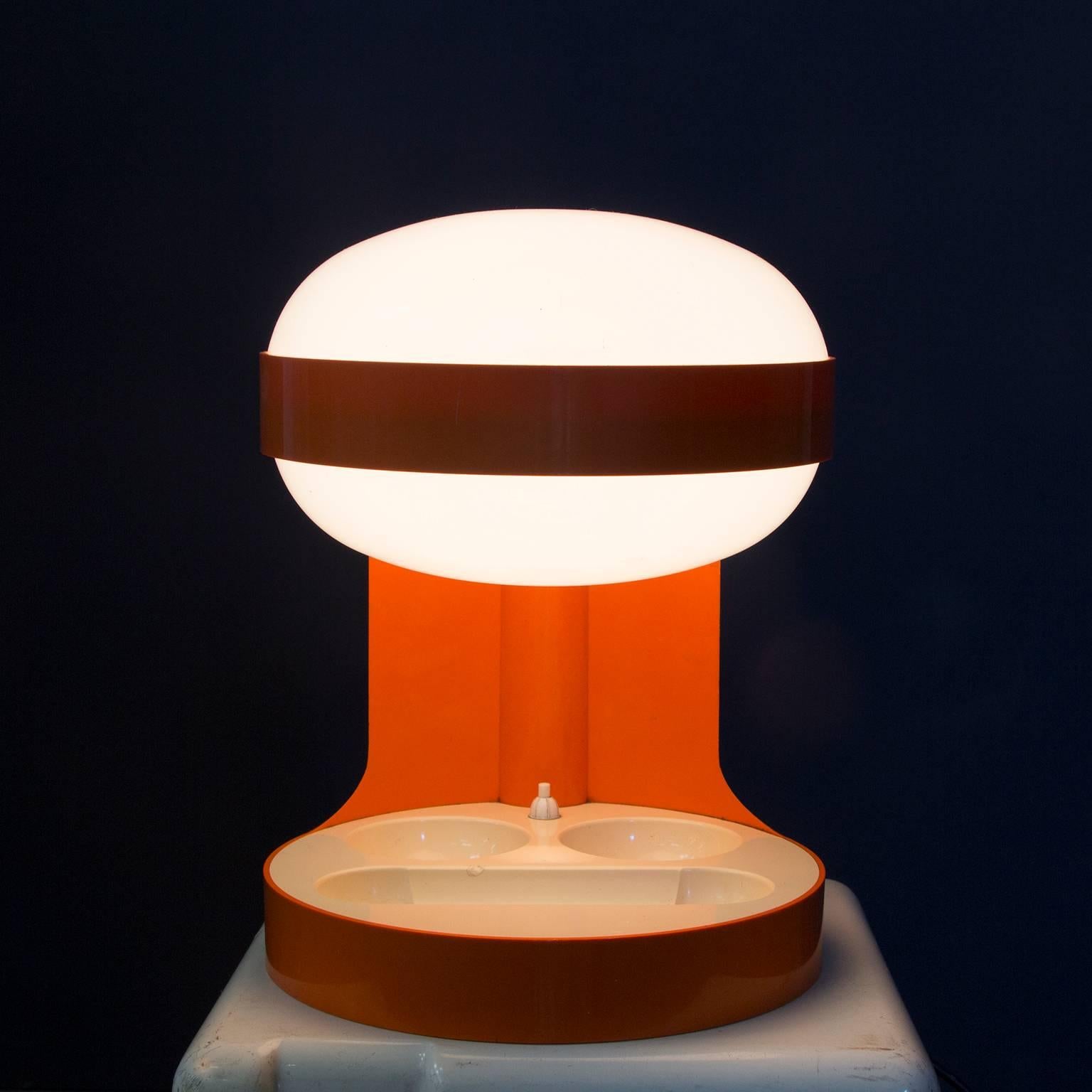 Plastic 1967, Joe Colombo for Kartell, Rare Orange KD29 Table Lamp