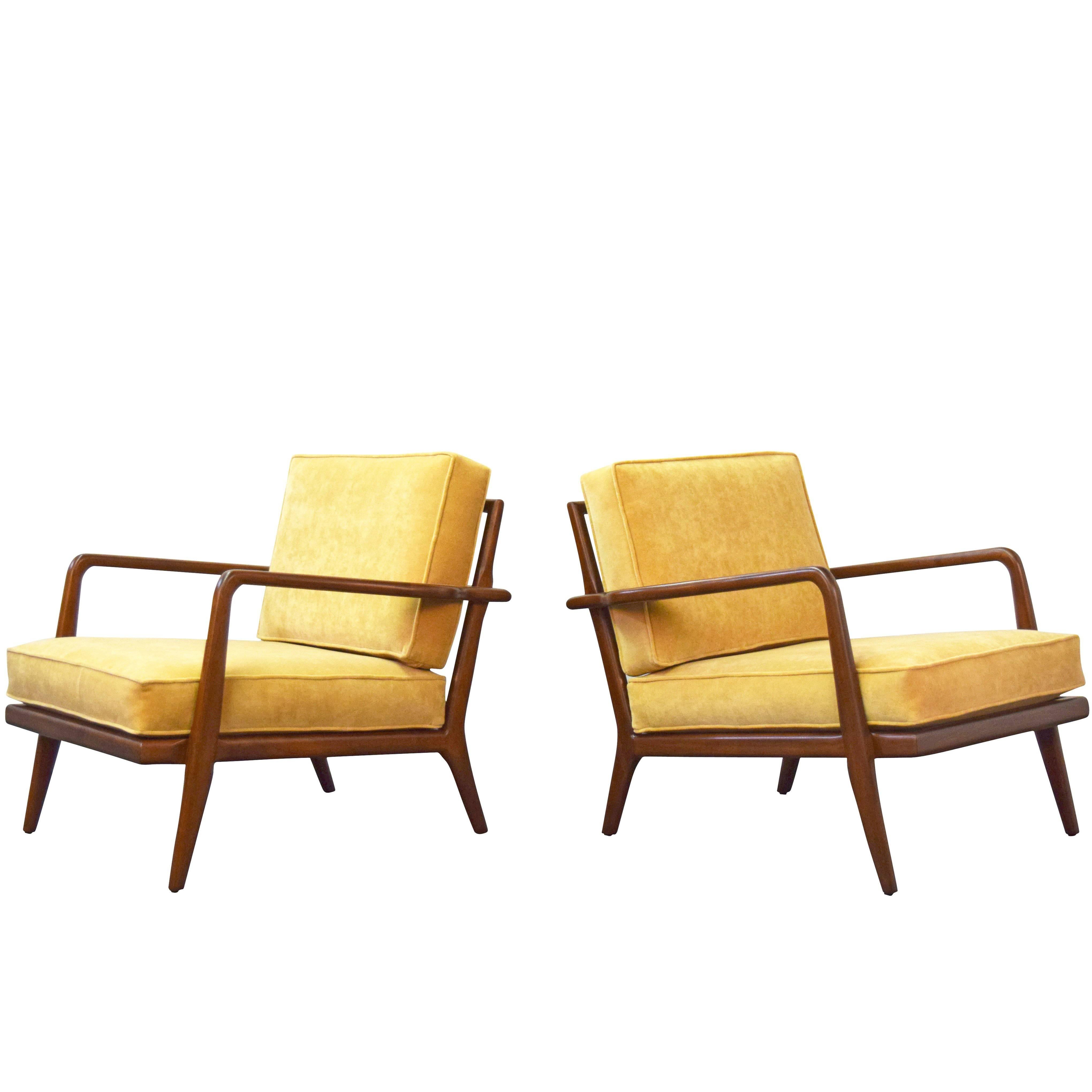 Pair of Mel Smilow Walnut Lounge Chairs