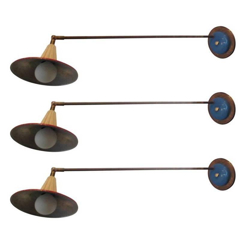 Three Large 1950s Italian Directional Lights For Sale