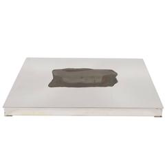 Luxe Mid-Century Modern Silver Plated Christian Dior Box with Agate Inlay 7