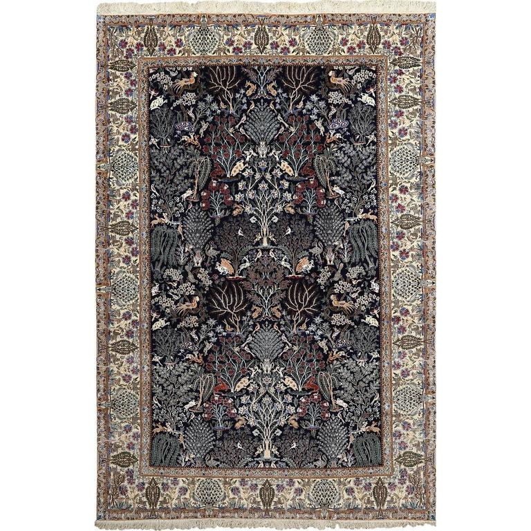 Tree of Life Design Vintage Nain Persian Rug For Sale at 1stdibs