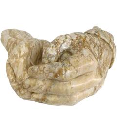 Oversized Carved Stone "Clasped Hands" Sculpture by Lon Etzel 9