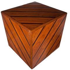 Pair of Mahogany and Rosewood Cube Tables or Stools with Front Door