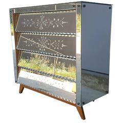 Antique Mirrored Art Deco Chest Drawers Commode Glass, 1930s 2