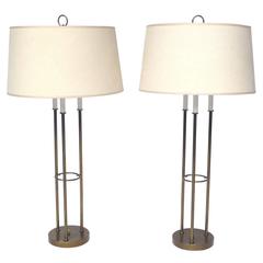 Pair of Midcentury Brass Table Lamps in the Style of Tommi Parzinger