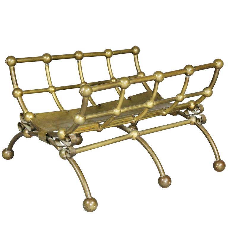 American Aesthetic Brass Wood Holder at 1stDibs