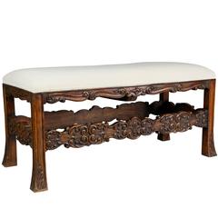 French Carved Walnut Bench