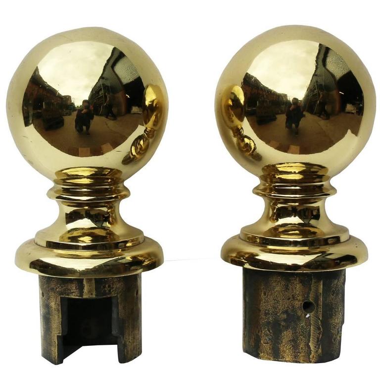 19th Century English Cast Brass Ball Finials For Sale at 1stdibs