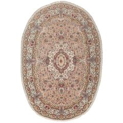 Oval Vintage Tabriz Persian Rug 12
