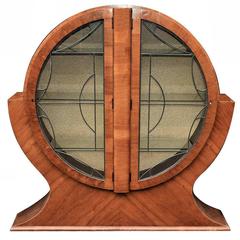 1930s English Art Deco Circular Display Cabinet in Walnut 4
