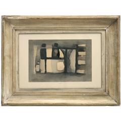 Abstract Watercolor Painting in Wood Frame by Witold K