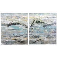 Original Acrylic and Metal Acrylic Mixed-Media Diptyque Work of Art, Robert Bery 1