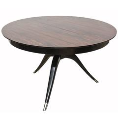 French Late Art Deco Ebony De Macassar Extention Dining Table, Style of Ruhlman