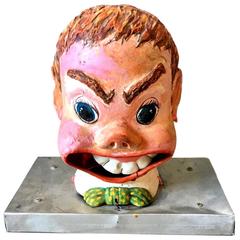 Vintage Carnival Papier Mâché Head with Moveable Teeth