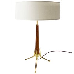 Walnut and Brass Tripod Lamp by Gerald Thurston for Lightolier