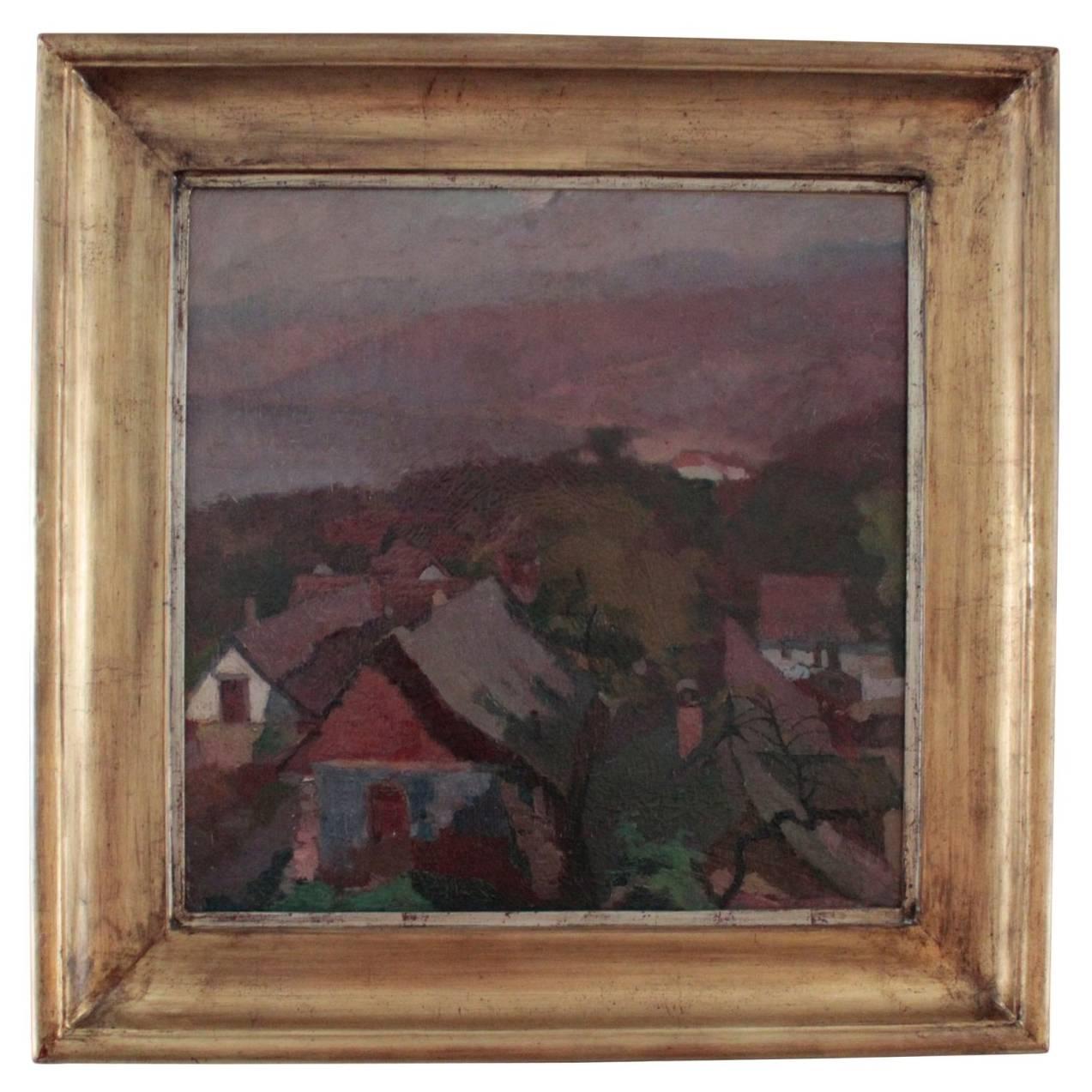 Arts and Crafts Period Landscape by Lajos Pogany For Sale