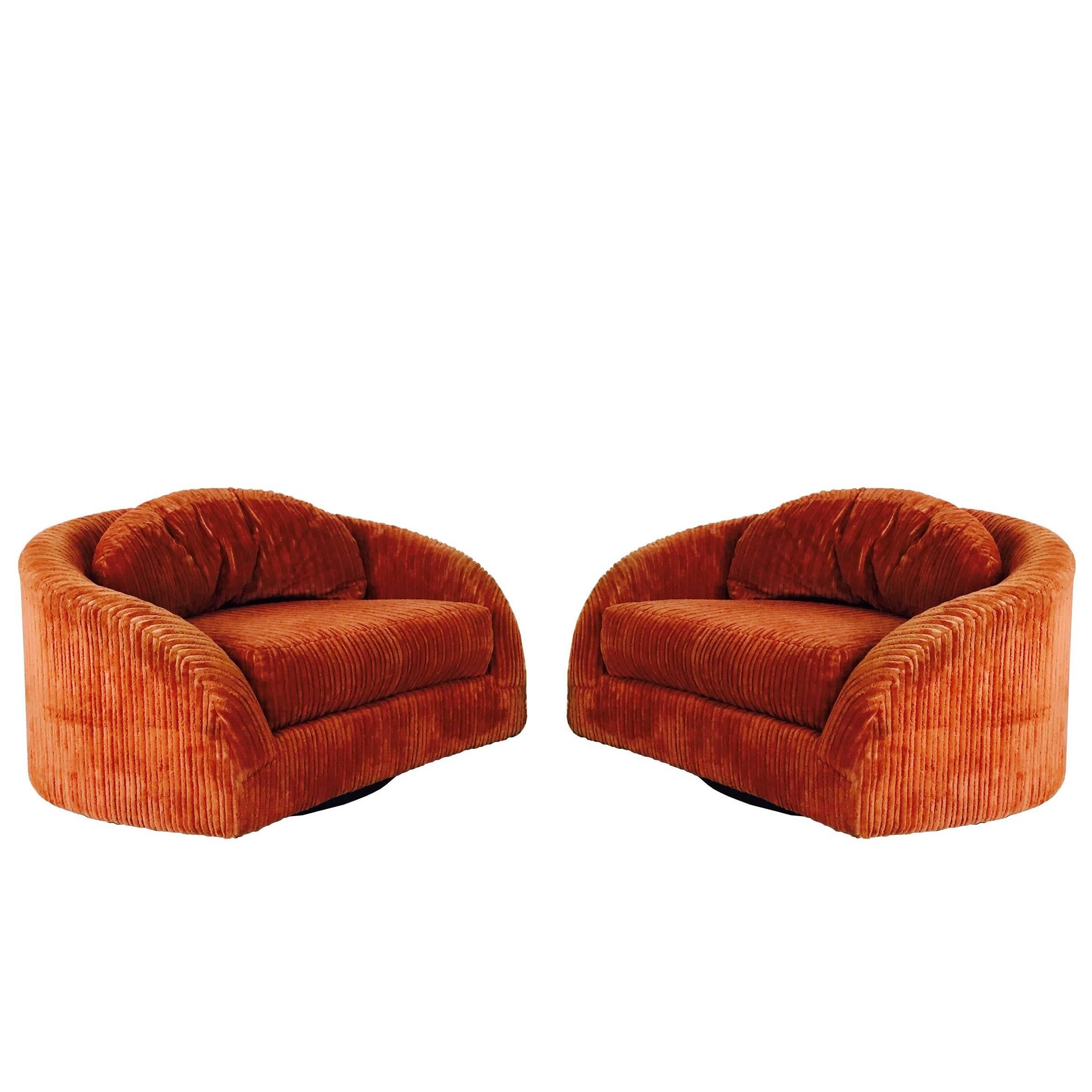 Pair of Monumental Swivel Chairs by Adrian Pearsall