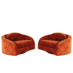 Pair of Monumental Swivel Chairs by Adrian Pearsall