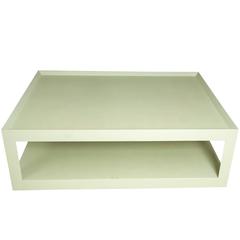 Karl Springer Style Custom Linen Wrapped Two-Tier Table